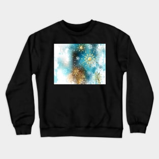 Blue background with Gold Snowflakes Crewneck Sweatshirt